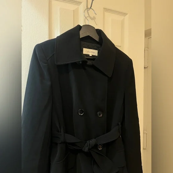 Calvin Klein Classic Black Trench Coat - Picture 3 of 9